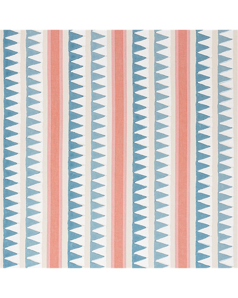 Lomita Stripe French Blue and Coral F916237 Lomita Stripe French Blue and Coral F916237
